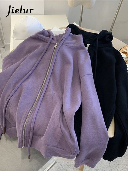 

jielur thin hoodies women korean style autumn causal purple black sweatshirt hooded long sleeve streetwear trendy popular m-xxl