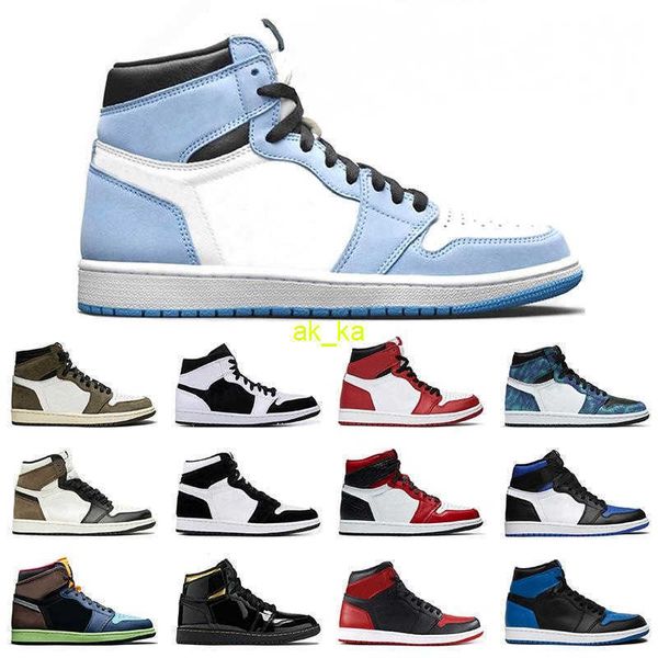 

jumpman 1 high og mens basketball shoes 1s hyper royal university blue obsidian unc 25th anniversary bred concord low citrus women sneakers, Black