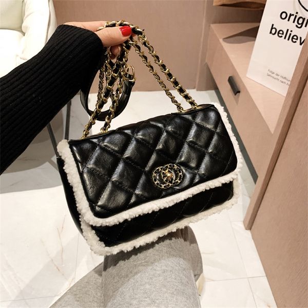 

62% off 2022 trendy bags women new fashion leisure chain single shoulder messenger bag solid color lattice sewing bag