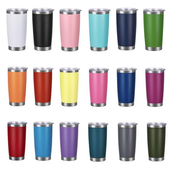 

20oz car cups stainless steel tumblers cups vacuum insulated travel mug metal water bottle beer coffee mugs with lid 18 colors262h