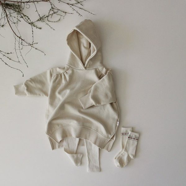 

2656c children hooded sweater 2022 autumn boys and girls hooded sweater long hooded coat casual girl's sweatershirt l220808, Black