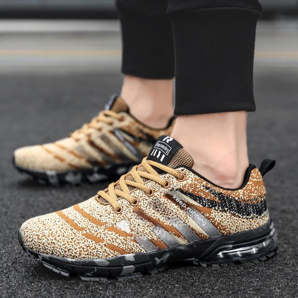 

men running shoes breathable outdoor sports cushion shoes lightweight sneakers comfortable athletic training footwear, Black;brown