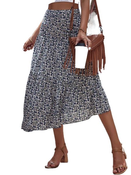 

ditsy floral print layered skirt r0lf#, Black