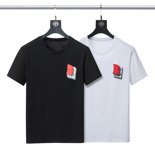 

2022 spring and summer new t-shirt advanced sports fashion cotton print short sleeve round neck splicing shirt size: m--xl-xxl-xxxltb8, White;black