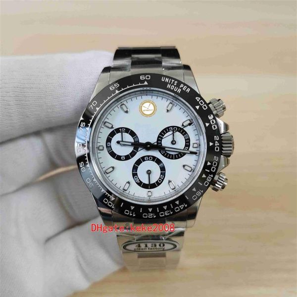 

clean 904l 12 5mm super watch eta movement cal 4130 chronograph work 40mm cosmograph panda 116500 waterproof automatic mechanical 3088, Slivery;brown