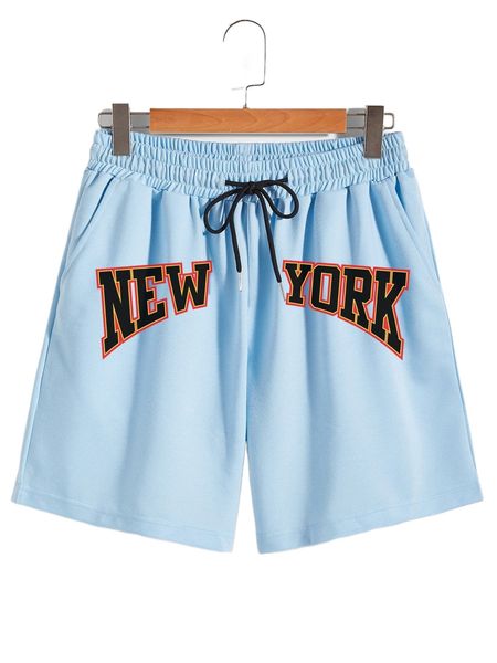 

men letter graphic drawstring waist shorts 64jt#, White;black