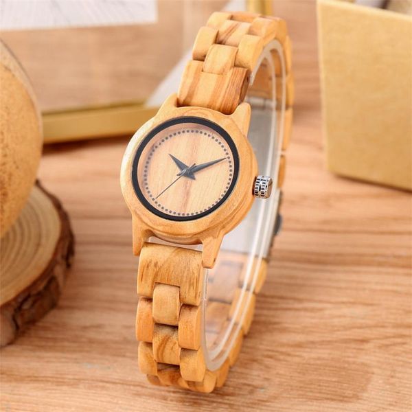 Relógios de pulso esbelto pulseira de madeira assistir quartzo women watchwatch black pontos analógicos minimalista dial