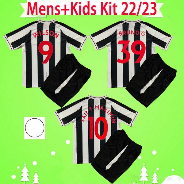 Kit adulto e infantil com shorts 22 23 New Castle Soccer Jerseys conjuntos meninos WOOD NUFC BRUNO G. WILSON 2022 2023 TRIPPIER Goleiro Futebol