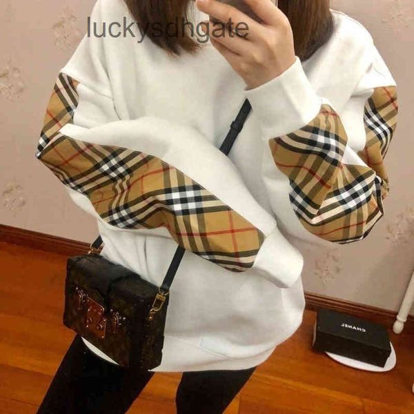 

brand designer b br hoodies and coats spring autumn pure cotton new letter lattice stitching large terry cotton round neck sweater casual, Black