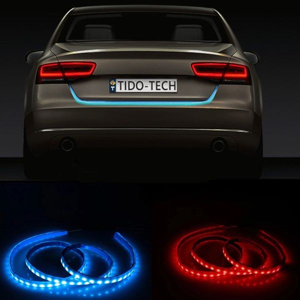 

yellow/red/ice blue/white flowing rear led trunk dynamic turn signal light strip flexible tailgate luggage led warnning light