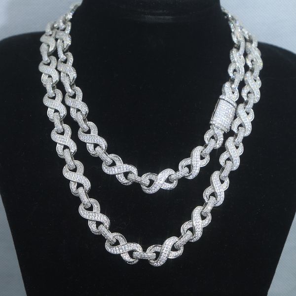 

europe and america new fashion 12mm width white gold plated bling cz stone cuban chain necklace for men/women, Silver