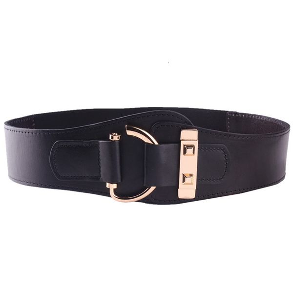 

belts versatile ultra wide belt women's waistband cow leather korean fashion skirt decoration elastic accessories casual red am7k, Black;brown