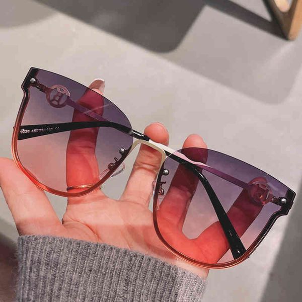 

women sunglasses luxury brand designer 2022 men's and women's fashion brown half frame sunglass uv protection vintage sun glasses, White;black