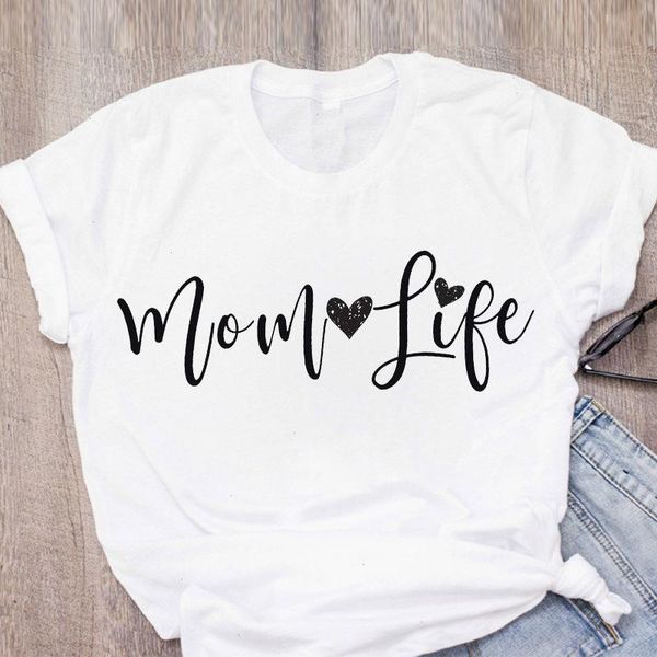 

summer casual t shirt female fashion mom life letter printed women t-shirts short sleeve ulzzang femme, White