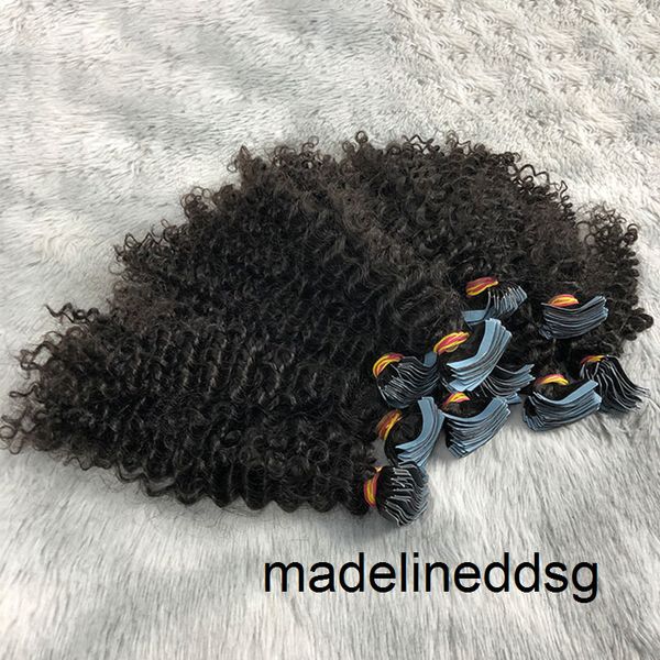 

kinky curly malaysian hairs tape in hair extensin 40 pcs per pack natural color extensio for women 5utg, Black