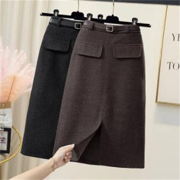 

winter skirts fall elegant korean skirt high waist casual office ladies clothes bottoms jupe pencil falda, Black