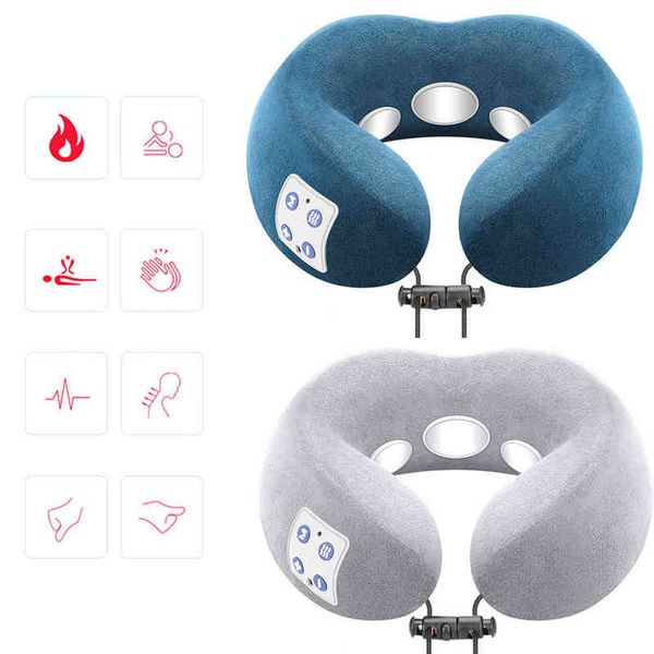 Pillow em forma de U Multifuncional portátil ombro de pescoço elétrico Massageador cervical Massageador ao ar livre Mussagem relaxante 220507