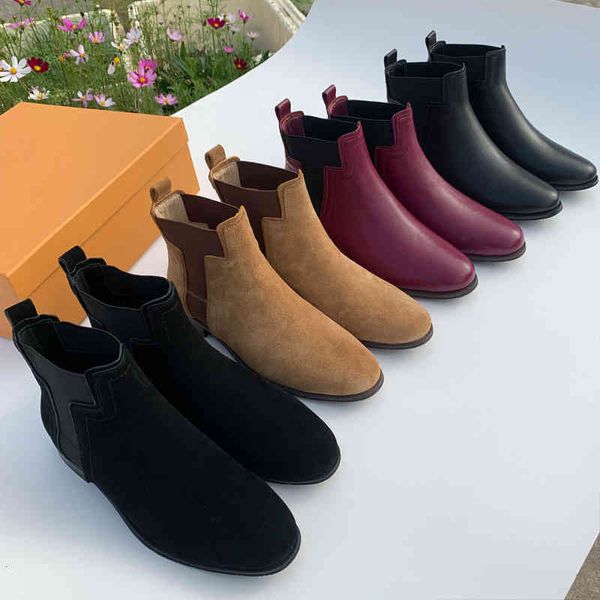 

winter boots autumn chelsea short ankle boots frosted leather flat bottomed women's versatile martin 0g5i, Black