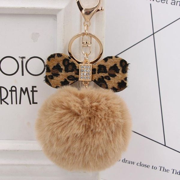 Schlüsselanhänger Explosion Stil Sexy Leopard Schleife Tasche Pelz Ball Schlüsselbund Mädchen Plüsch Auto Kreative Anhänger Geschenk Weiche Faux