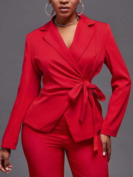 

sxy lapel neck knot side blazer k0yr#, White