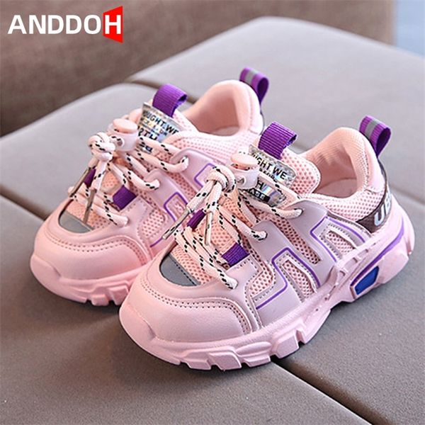 

size 21-30 baby breathable mesh toddler shoes for girls boys children casual non-slip sport sneakers kids soft bottom light shoe 220511, Black;red