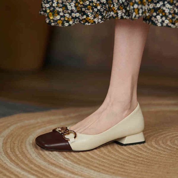 

sandals summer low heel small fragrance single shoes round head korean version simple metal decoration slope color matching women b6al, Black