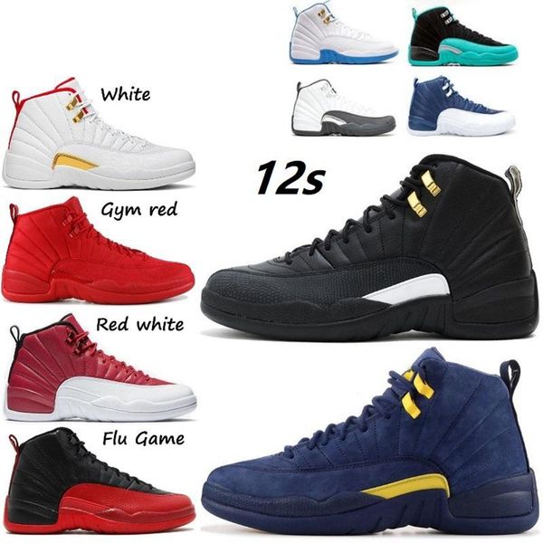 

jumpman 12 12s basketball shoes men royalty utility twist lagoon pulse reverse flu game dark grey concord university gold mens trainers spor, Black