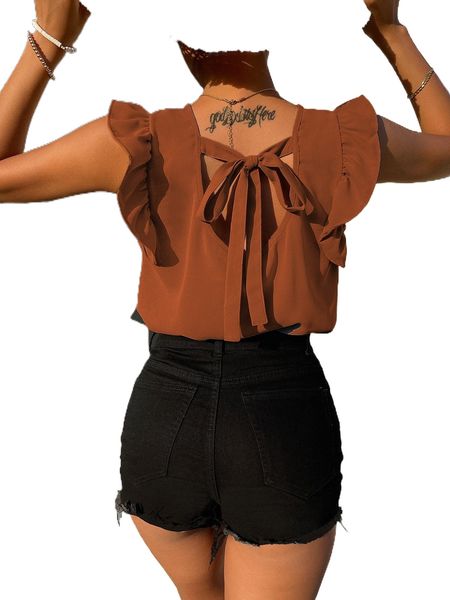 

butterfly sleeve tie back a39h#, White