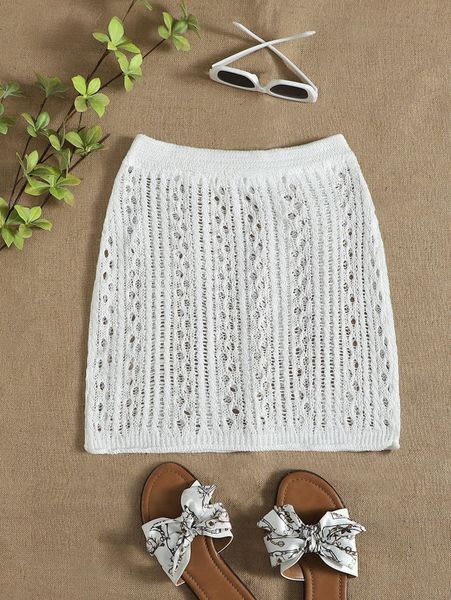 

plain knitted cover up 78qy#, White;black