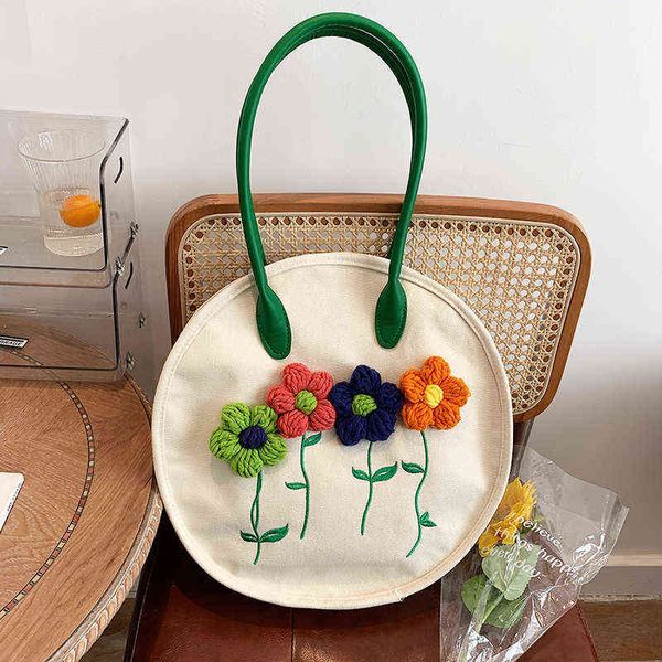 

evening bags veryme canvas 3d flower large capacity shoulder bag embroidered casual purse handbags for women new fashion travel shopping pac