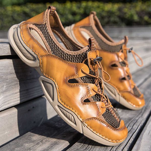 I più venduti di lusso in vera pelle estate uomo outdoor sandali casual leggeri di grandi dimensioni scarpe da trekking traspiranti di alta qualità famoso designer di marca