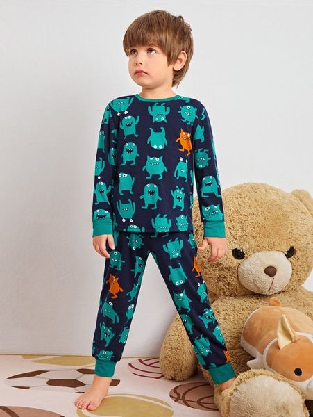 

toddler boys cartoon graphic & pants pj set she, Blue;red