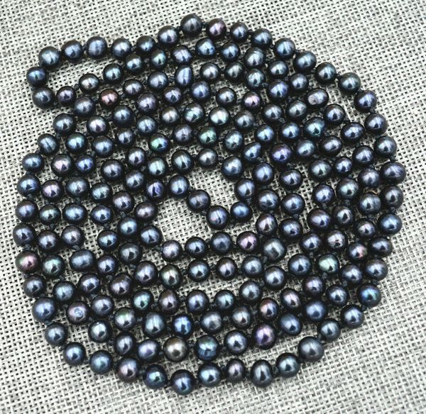 

new 7-8mm black real akoya tahiti cultured pearl necklace 50inch, Silver