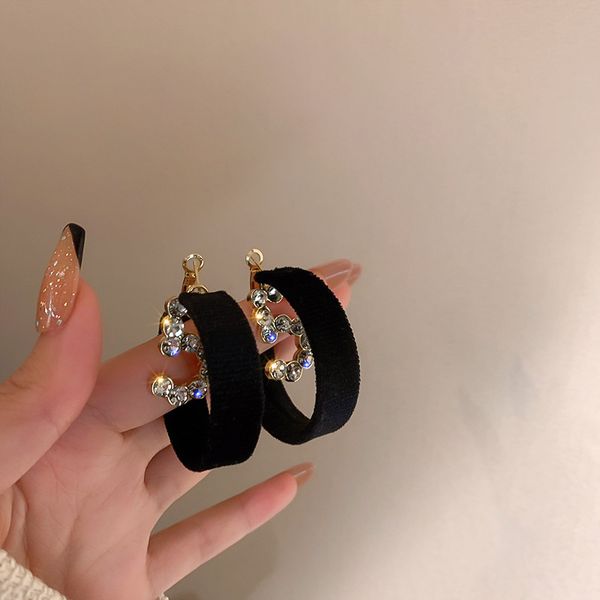 

925 silver needle digital flocking ear ring korean temperament simple bracelet earrings all-match retro affordable luxury high-grade earring, Golden