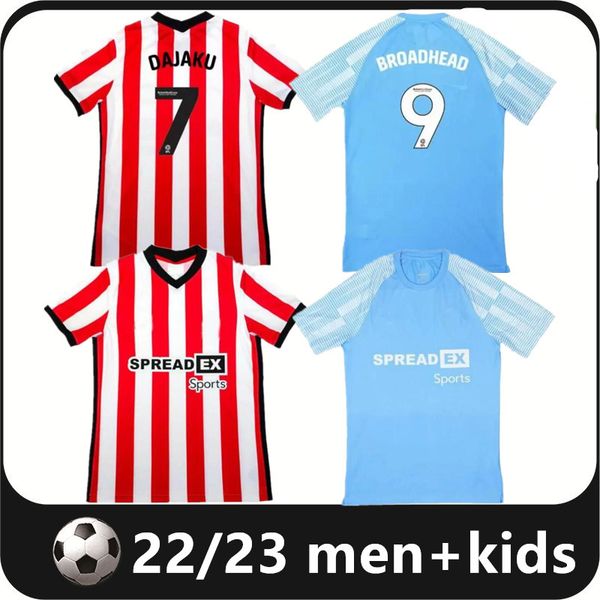 

sunderland 22 23 soccer jerseys home away 2022 2023 camiseta de futbol dajaku embleton broadhead gooch o'nien stewart pritchard clarke, Black;yellow