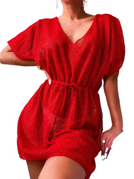 

hollow-out tie front cover up h9hw#, White;black