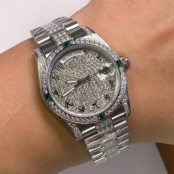 Relógio de diamante automático relógios mecânicos 40mm aço inoxidável 904l vida relógio boutique pulseira relógio de pulso masculino montre de 310q