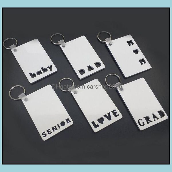 

keychains fashion accessories sublimation keychain party favor love grad dad mom senior key chain creative diy gift blank mdf keyrings drop, Silver