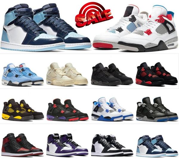 

2022 designer shoe 4 high basketball shoes 1 red thunder bred white oreo university blue 4s black cat bred 1s animal instinct mens womens sn