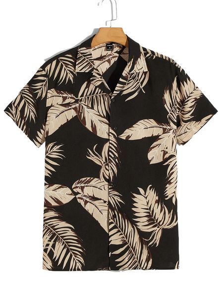 

men tropical print shirt 26vx#, White;black