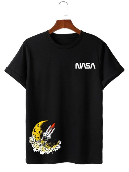 

men rocket & letter graphic tee p3x8#, White;black