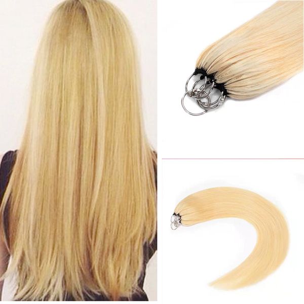 

diy feather micro loop hair extensions blonde color black brown 100strands dyeable elastic cord comfortable to wear and reusable 18"20&