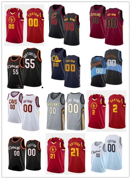 

basketball jerseys 75th custom men women youth cleveland''cavaliers''kevin 0 love collin 2 sexton darius 10 garland jarr, Black;red