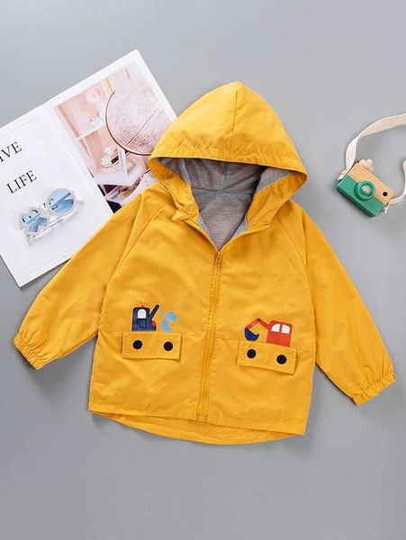 

toddler boys cartoon graphic zip-up hooded coat she, Blue;gray