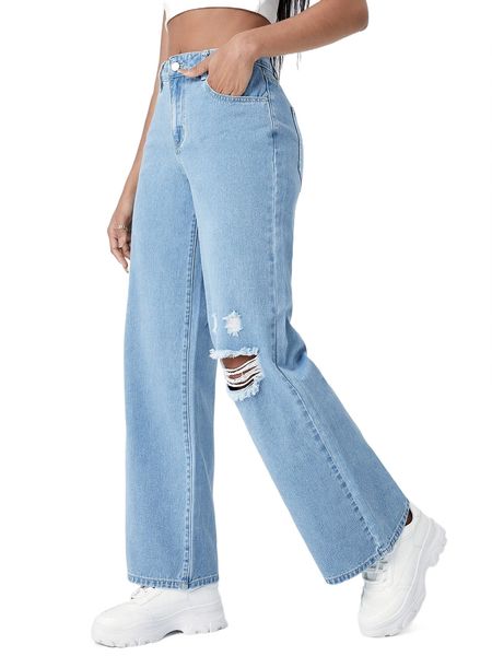 

high waist ripped jeans w3kt#, Blue