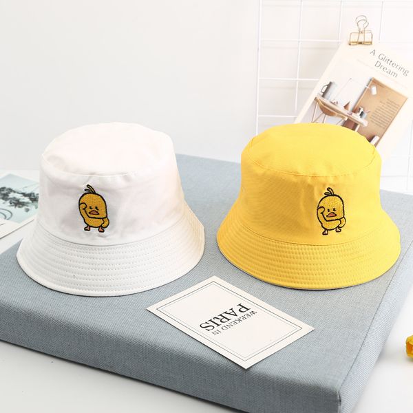 

2020 men women little yellow duck two side bucket hat bob boys girls fashion hip hop summer sun visor fisherman hat panama, Blue;gray