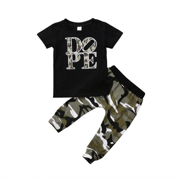 Kleidungssets Kleinkind Kind Baby Jungen Kleidung Set Sommer Kurzarm Brief Tops T Shirts Camo Hosen Baumwolle Casual Outfits Junge 1-5TKleidung