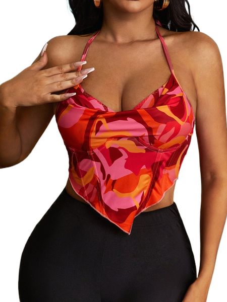 

sxy graphic draped halter q6nl#, White