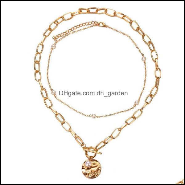 

pendant necklaces pendants jewelry gothic baroque pearl coin choker necklace for women wedding punk bead lariat gold color long chain vint, Silver