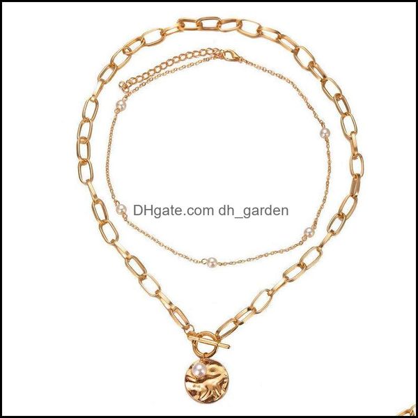 Anhänger Halsketten Anhänger Schmuck Gothic Barock Perle Münze Choker Halskette Für Frauen Hochzeit Punk Perle Lariat Gold Farbe Lange Kette Vint